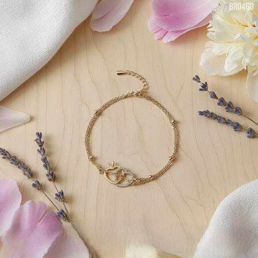 Interlocking Hearts Double Layer Bracelet - Gold